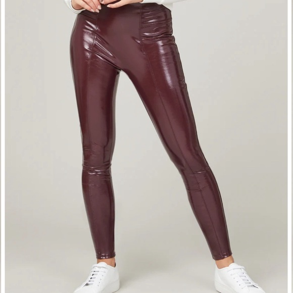 SPANX maroon shiny leggings - Picture 4 of 6